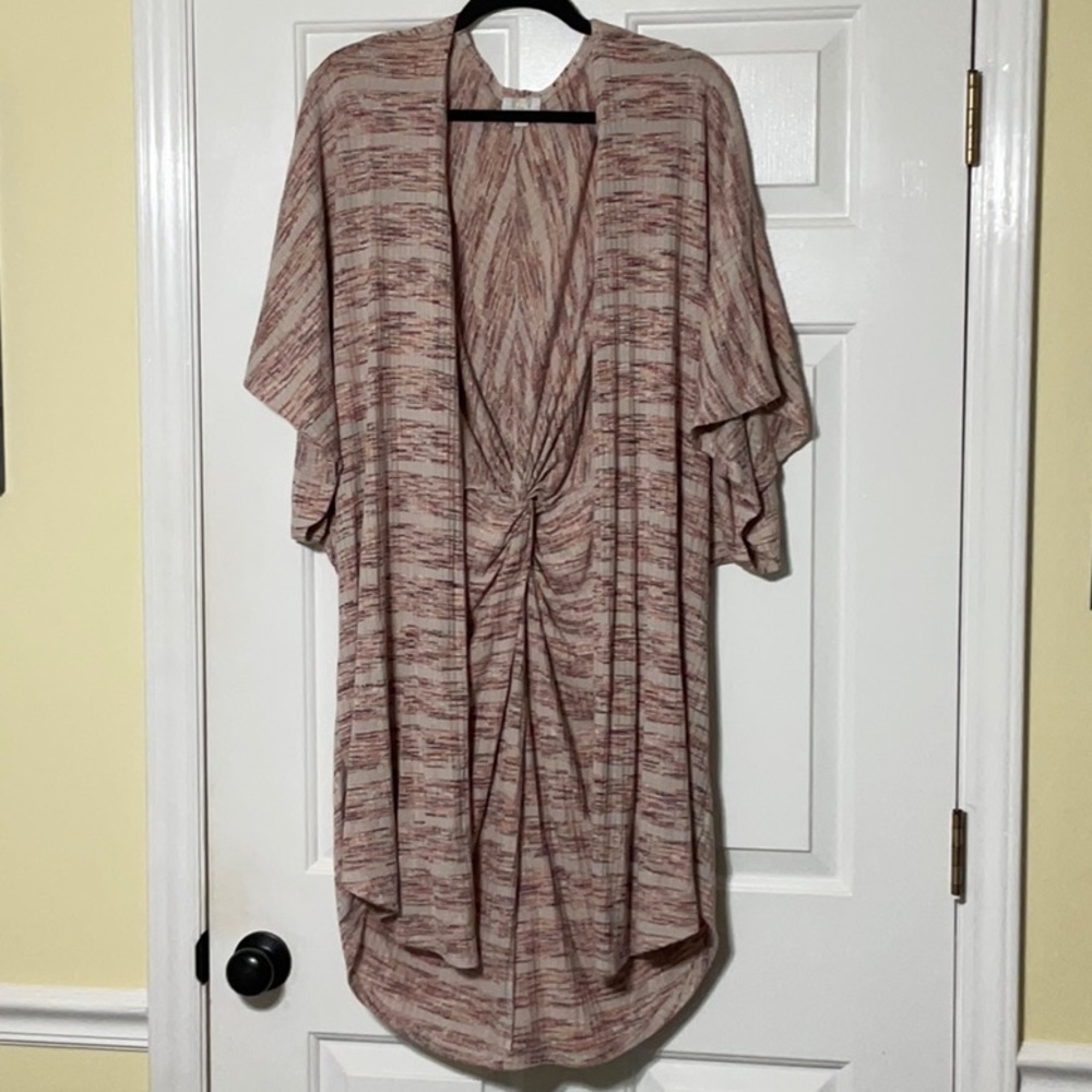 C Tan/Coral/Muave Striped Cardigan - L/XL